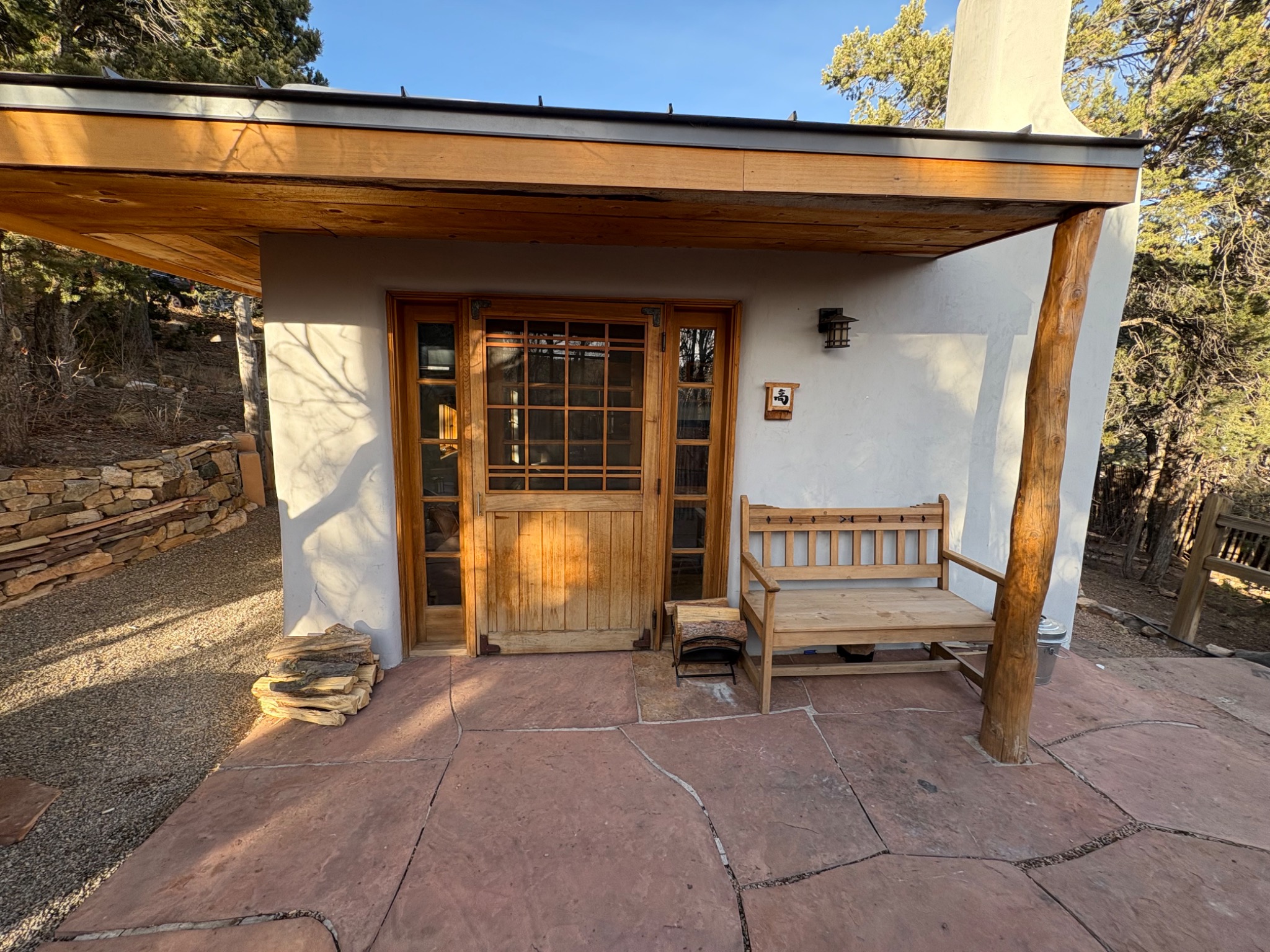 The entrance to High Moon in the Santa Fe mountains